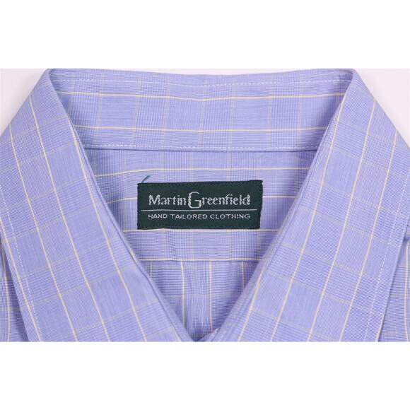 Martin Greenfield Custom Tailored Blue Yellow Plaid FC Dress Shirt (42) 16.5-32 - Picture 6 of 7